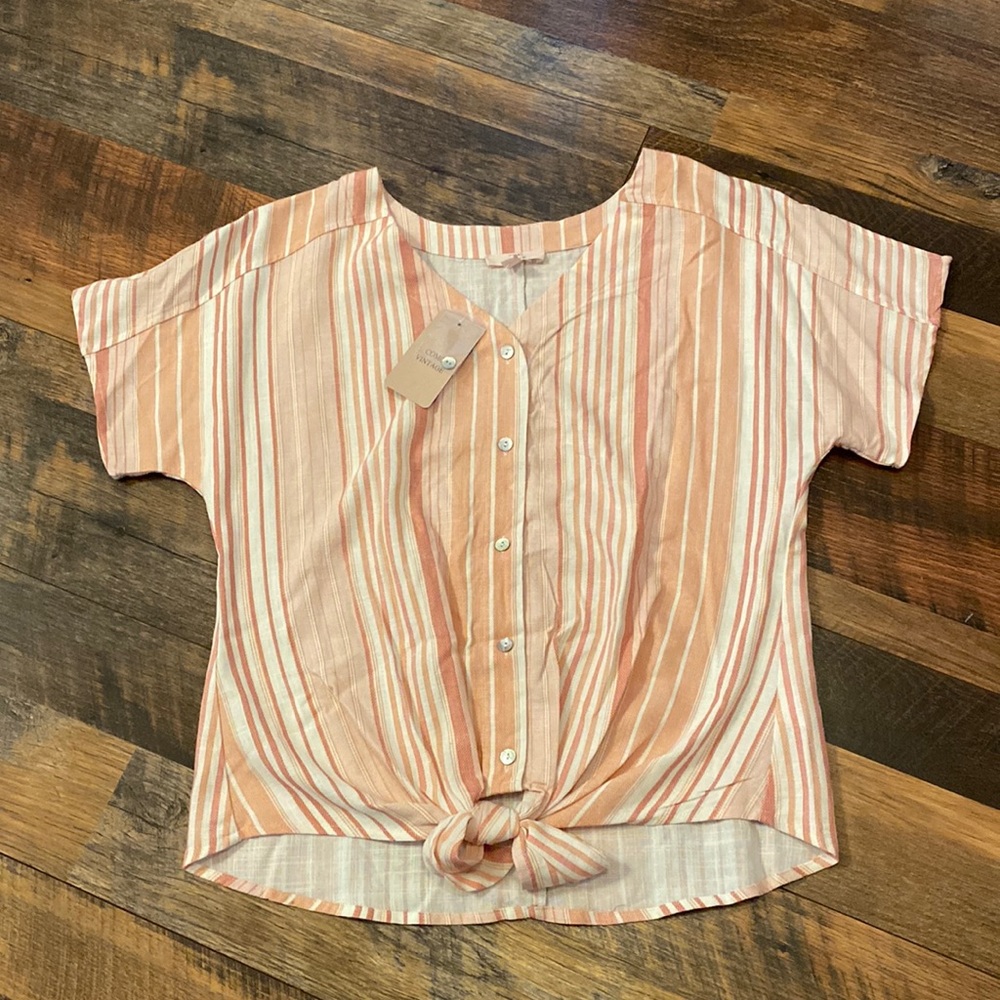 Como Vintage Peach and White Striped Tee